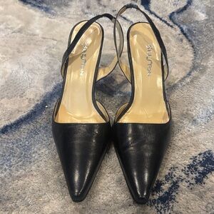 Beston Black Pointed-Toe Slingback Heel